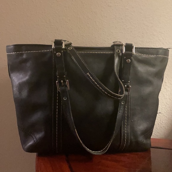 Coach Black Leather Tote Bag - Picture 3 of 8